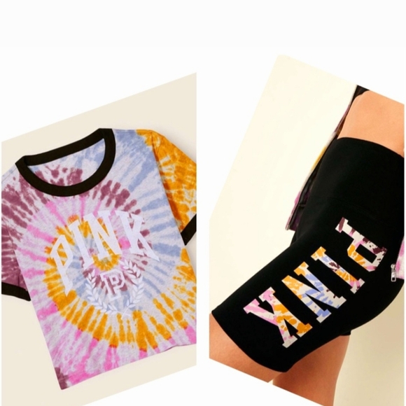 Nwtib. VS PINK LOGO tie dyed crop tee. - Picture 2 of 2